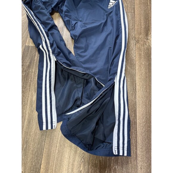 ADIDAS MEN'S TACK PANTS SIZE XL NAVY WHITE STRIPES WINDBREAKER PULL ON - Picture 4 of 9